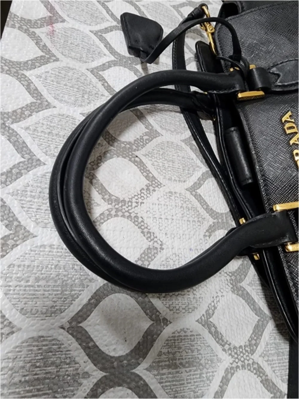 Authentic PRADA Baltico Saffiano And Soft Calfskin Leather Small Satchel Bag Bla - Picture 9 of 12